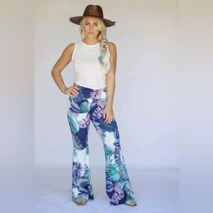 Tropical Print Women's Flare/Bell Botton Pants